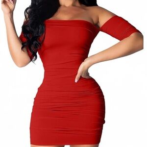 Elegant Off-Shoulder Red Dress